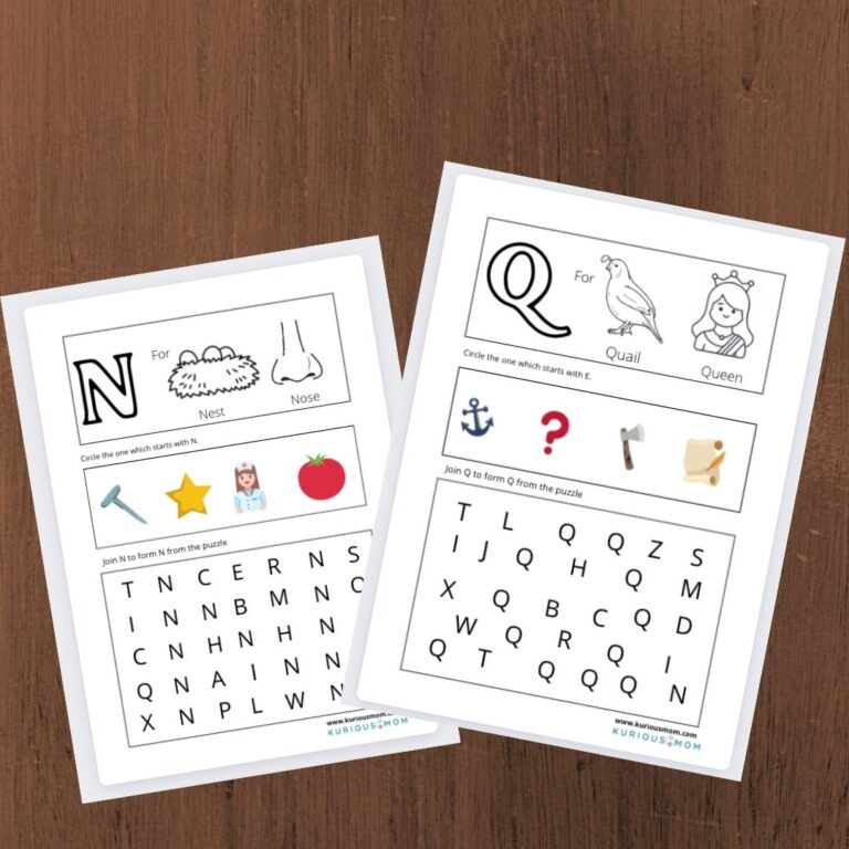 Alphabet Activity Downloadable Printable Worksheet - KuriousMom Shop