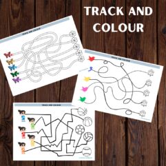 Track and colour worksheet for kids