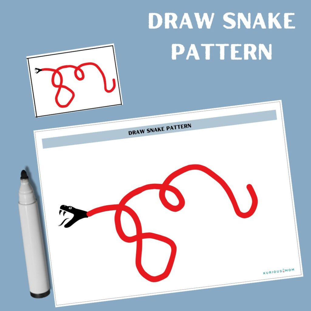 Draw snake pattern printable worksheet - KuriousMom Shop