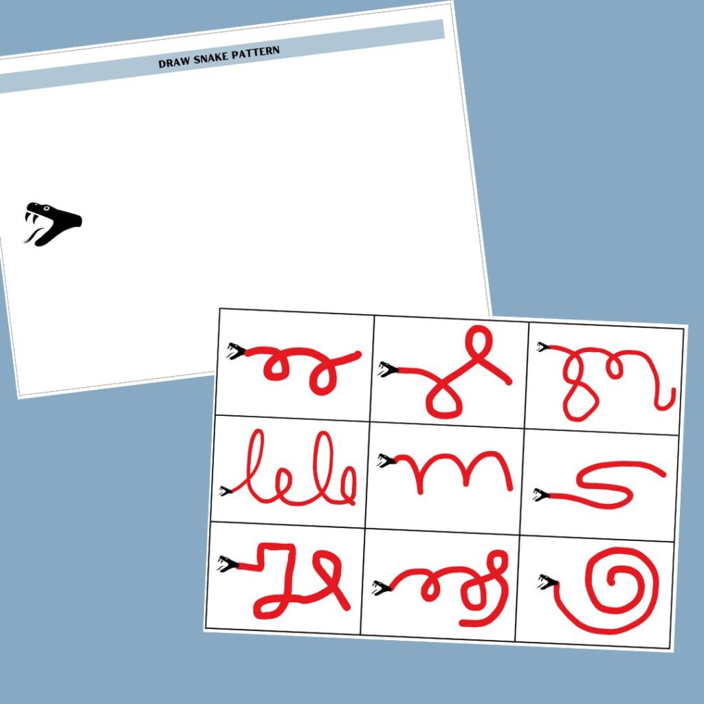 Draw snake pattern printable worksheet - KuriousMom Shop