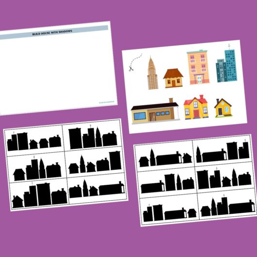 Build house with shadows printable worksheet