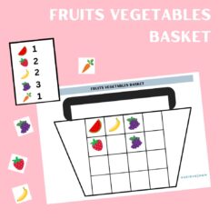 Fruits vegetables basket printable activity worksheet for kids