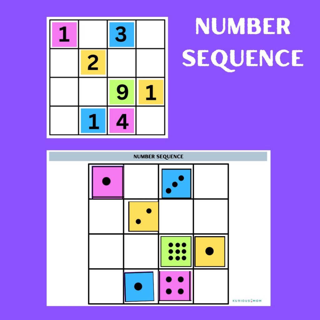 Number sequence printable Activity worksheet - KuriousMom Shop