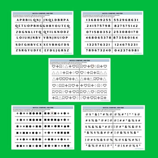 Match, Compare, and Find Activity printable worksheet