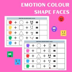 Emotion Color Shape Faces printable worksheet