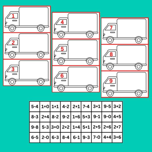 Maths Truck Activity printable worksheet