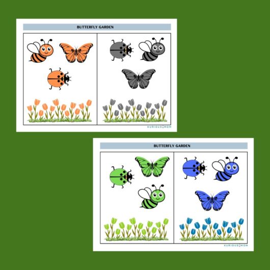 insect colour sort printable activity worksheet for kids