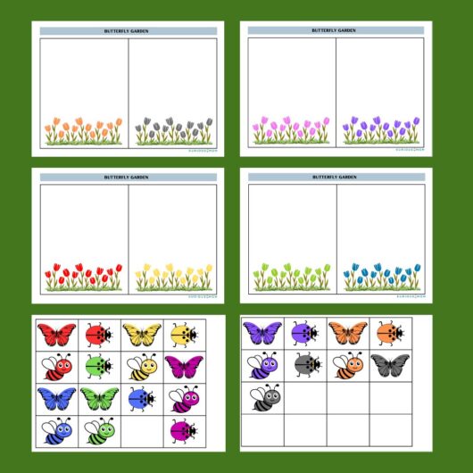 insect colour sort printable activity worksheet for kids