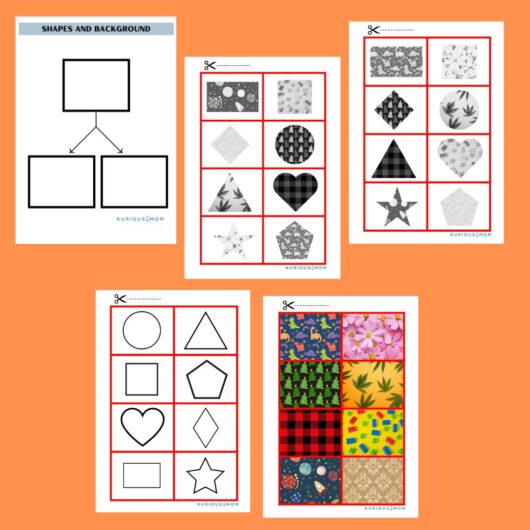 shapes and background printable worksheet for kids