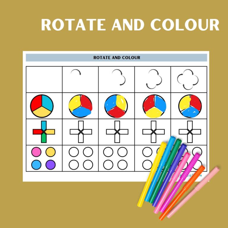 Rotate and colour printable worksheet - KuriousMom Shop
