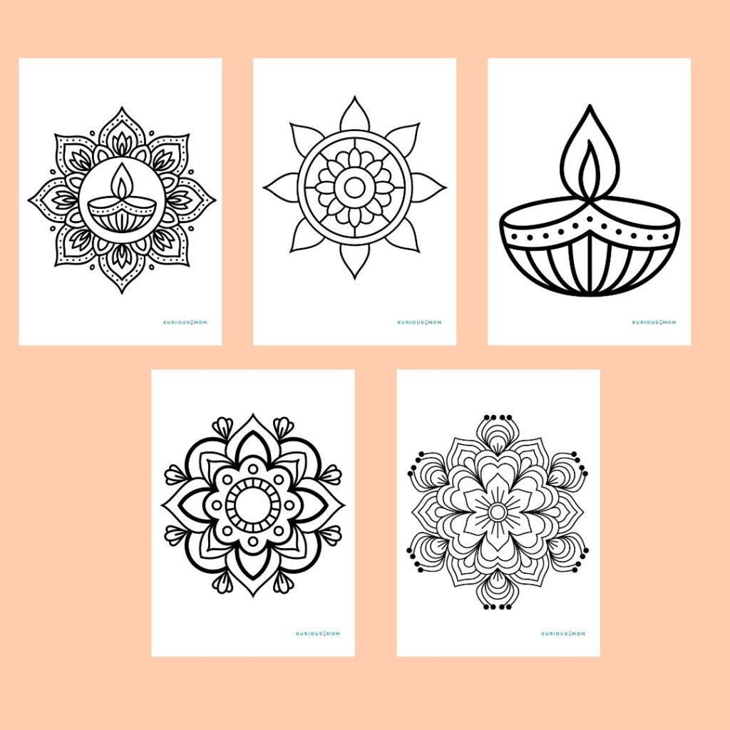 Rangoli Coloring Worksheet for Kids - KuriousMom Shop