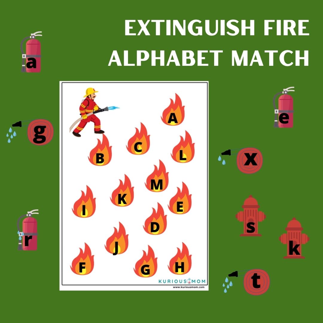 Extinguish the Fire – Alphabet Matching Activity Printable worksheet