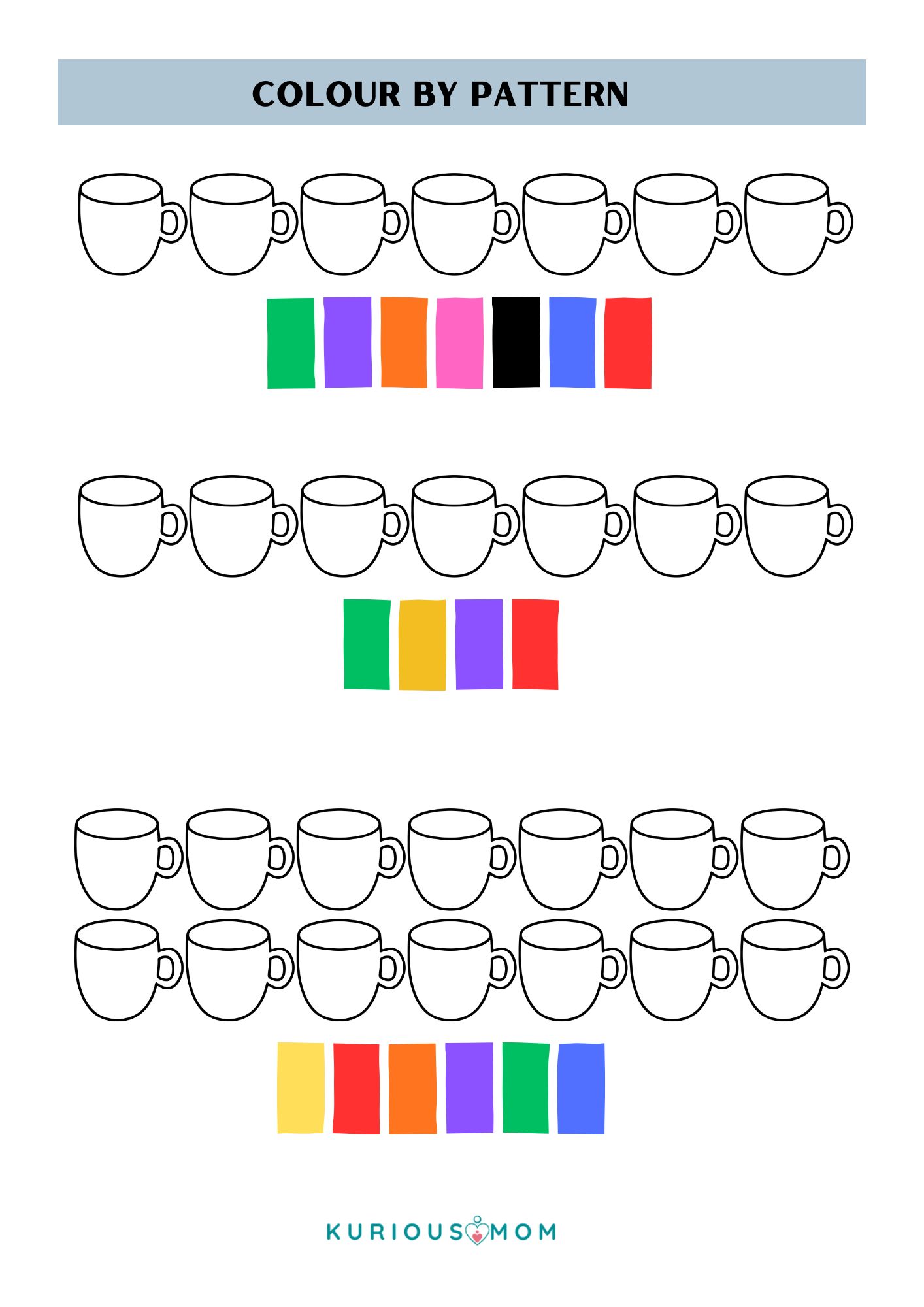 Colour by Pattern printable worksheet - Image 2