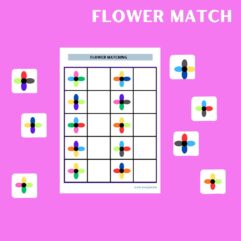 Flower match printable worksheet