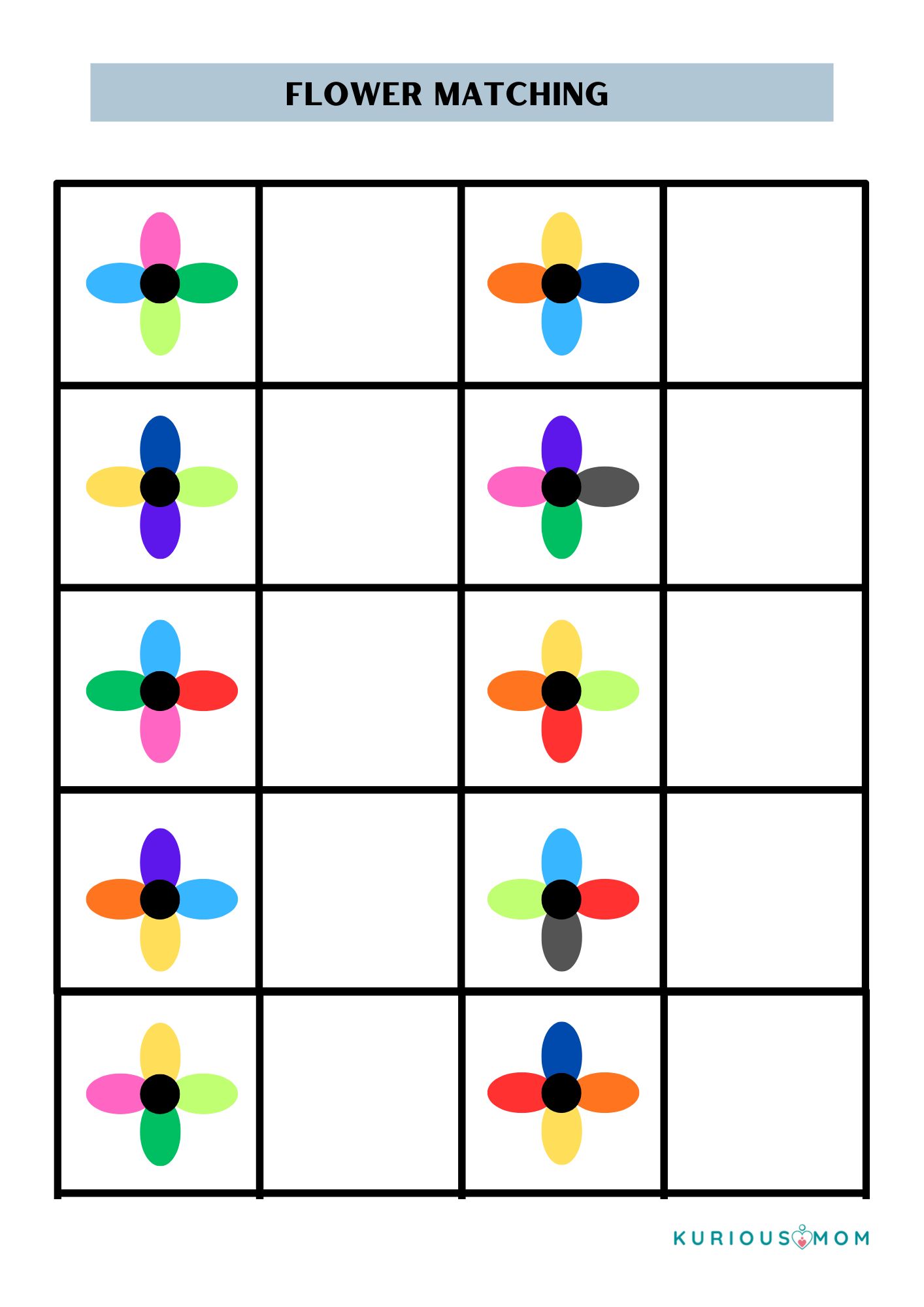 Flower match printable worksheet - Image 4