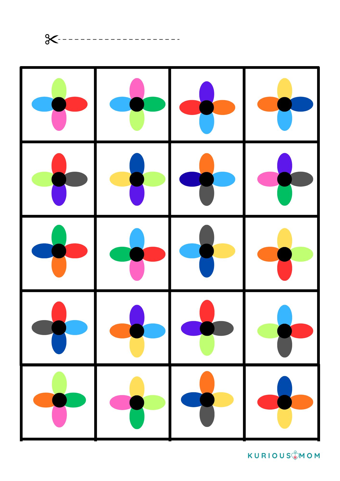 Flower match printable worksheet - Image 5