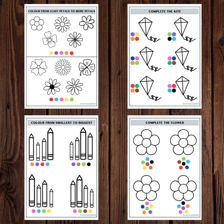 Colour with code printable worksheet - KuriousMom Shop