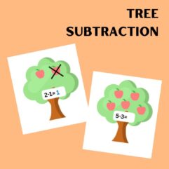 Tree Subtraction printable worksheet